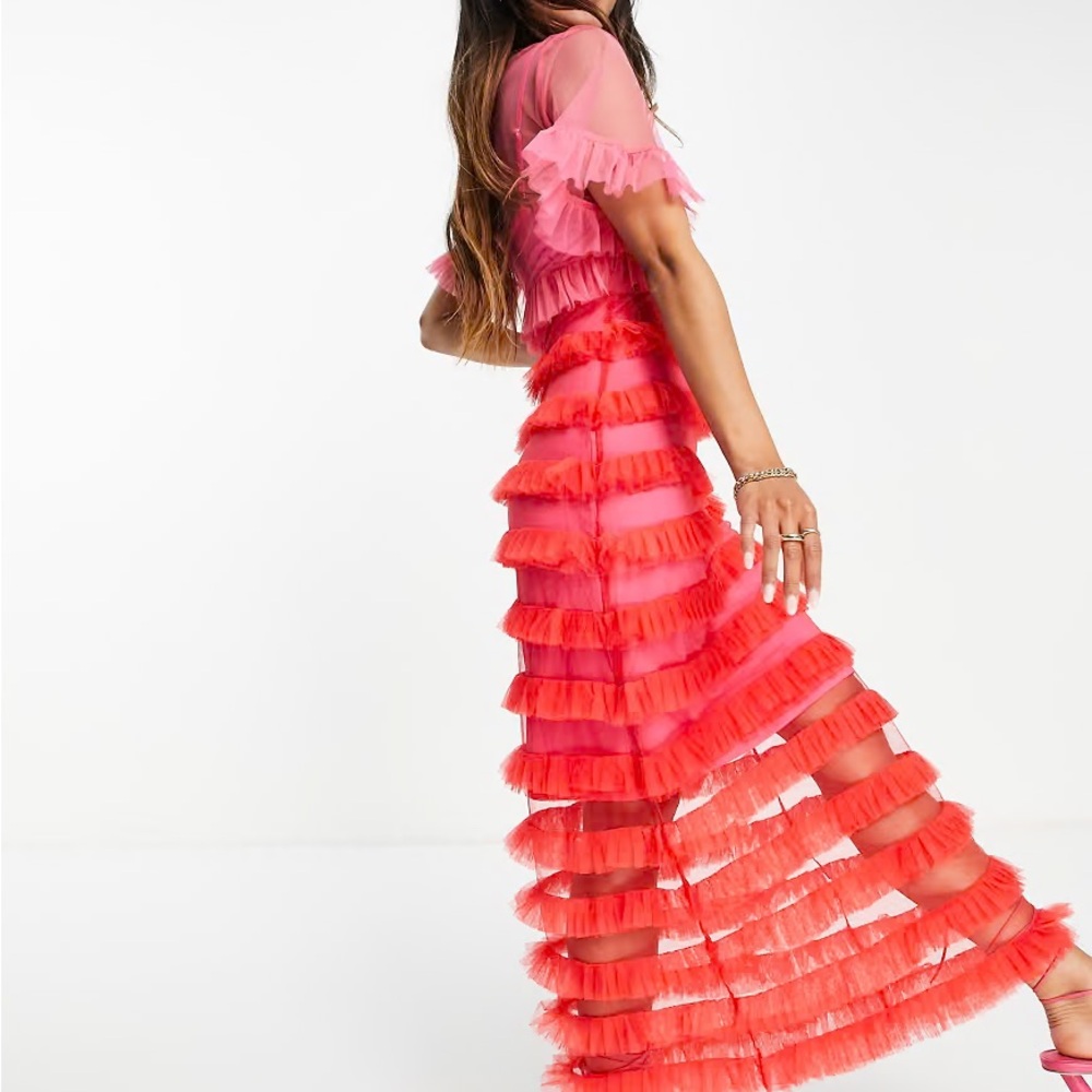 Never Fully Dressed Vibrant Pink and Red Maxi Dress - Picture 2 of 3